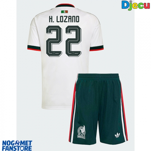 Meksiko Hirving Lozano #22 Gostujuci Dres za djecu SP 2026 Kratak Rukav (+ Kratke hlače)